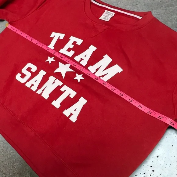 Exist Sweatshirt Team Santa Christmas Cropped Pullover Red Size Large NEW - Picture 7 of 11
